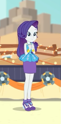 Size: 267x540 | Tagged: safe, imported from derpibooru, screencap, rarity, equestria girls, equestria girls series, rollercoaster of friendship, clothes, cropped, geode of shielding, high heels, legs, rarity peplum dress, shoes, skirt, smiling