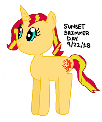 Size: 482x576 | Tagged: safe, alternate version, artist:nightshadowmlp, imported from derpibooru, sunset shimmer, pony, unicorn, female, smiling, solo, sunset shimmer day