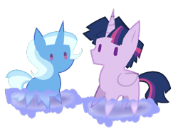 Size: 760x570 | Tagged: safe, artist:yaaaco, artist:yaco, edit, imported from derpibooru, trixie, twilight sparkle, alicorn, pony, unicorn, cropped, cute, dusk shine, duskabetes, female, half r63 shipping, male, mare, pointy ponies, prince dusk, rule 63, rule63betes, shipping, simple background, stallion, transparent background, trixshine, twilight sparkle (alicorn), twixie