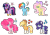 Size: 1932x1360 | Tagged: safe, artist:forgottendreams03, imported from derpibooru, applejack, fluttershy, pinkie pie, rainbow dash, rarity, twilight sparkle, alicorn, earth pony, pegasus, pony, unicorn, alternate hairstyle, big hair, bow, chest fluff, coat markings, crown, ear fluff, female, hair bow, jewelry, mane six, mare, princess shoes, redesign, regalia, short hair, simple background, socks (coat marking), socks (coat markings), transparent background, twilight sparkle (alicorn), watermark