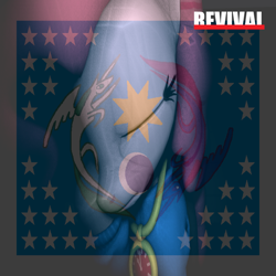 Size: 4095x4095 | Tagged: safe, artist:kjmusicalx, imported from derpibooru, pinkie pie, pony, 3d, absurd resolution, album cover, cover, eminem, equestrian flag, female, flag, parody, ponified, ponified album cover, rapper pie, revival, solo, source filmmaker