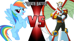 Size: 750x421 | Tagged: safe, edit, editor:mega-poneo, imported from derpibooru, rainbow dash, pegasus, pony, crossover, death battle, exploitable meme, mega man (series), megaman, megaman x, meme, smiling, spiral pegasus, the skiver