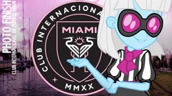 Size: 1276x717 | Tagged: safe, edit, edited edit, imported from derpibooru, photo finish, equestria girls, clothes, club internacional de futbol miami, football, glasses, inter miami, miami mls stadium, mls, name, scarf, soccer team, sports