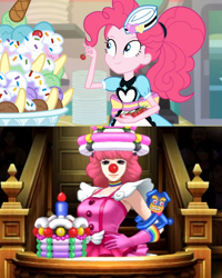 Size: 1018x1273 | Tagged: safe, imported from derpibooru, pinkie pie, equestria girls, ace attorney, ace attorney: spirit of justice, clown, clown nose, comparison, geiru toneido, red nose