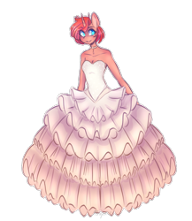 Size: 1300x1500 | Tagged: safe, artist:mirijane, imported from derpibooru, oc, oc only, oc:miri sihlon, anthro, unicorn, anthro oc, clothes, dress, female, mare, simple background, smiling, solo, transparent background