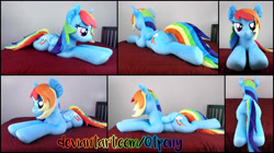 Size: 7121x3999 | Tagged: safe, artist:qtpony, imported from derpibooru, rainbow dash, pony, absurd resolution, irl, life size, photo, plushie, prone, solo