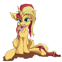 Size: 2500x2500 | Tagged: safe, artist:coldtrail, imported from derpibooru, sunset shimmer, pony, unicorn, female, heart, mare, simple background, sunset shimmer day, transparent background