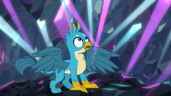 Size: 1280x720 | Tagged: safe, imported from derpibooru, screencap, gallus, griffon, what lies beneath, chest fluff, claws, male, paws, solo, spread wings, tail, wings