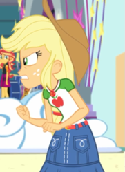 Size: 521x720 | Tagged: safe, imported from derpibooru, screencap, applejack, sunset shimmer, equestria girls, equestria girls series, rollercoaster of friendship, angry, cropped, female, geode of super strength