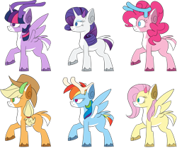 Size: 3271x2743 | Tagged: safe, artist:taaffeiite, deleted from derpibooru, derpibooru exclusive, imported from derpibooru, applejack, fluttershy, pinkie pie, rainbow dash, rarity, twilight sparkle, alicorn, deer, reindeer, best gift ever, antlers, appledeer, cloven hooves, colored hooves, deerie pie, deerified, flutterdeer, mane six, rarideer, reindeer dash, reindeerified, simple background, species swap, that was fast, transparent background, twilight sparkle (alicorn)