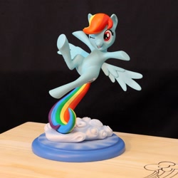 Size: 3000x3000 | Tagged: safe, alternate version, artist:nekokevin, imported from derpibooru, rainbow dash, pegasus, pony, box, cloud, craft, cute, dashabetes, female, figure, irl, mare, one eye closed, open mouth, photo, raised hoof, sculpture, smiling, solo