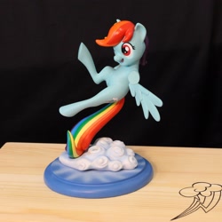 Size: 3000x3000 | Tagged: safe, alternate version, artist:nekokevin, imported from derpibooru, rainbow dash, pegasus, pony, box, cloud, craft, cute, dashabetes, female, figure, irl, mare, one eye closed, open mouth, photo, raised hoof, sculpture, smiling, solo