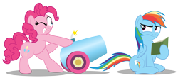 Size: 6422x2835 | Tagged: safe, artist:aleximusprime, imported from derpibooru, pinkie pie, rainbow dash, earth pony, pegasus, pony, annoyed, book, childish gambino, crossover, donald glover, fridge horror, lol, meme, meme parody, one eye open, parody, party cannon, random, reading, reading rainboom, silly, simple background, smiling, smirk, this is america, this is equestria, this will end in confetti, this will end in pain, this will not end well, transparent background, unamused