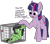 Size: 2685x2388 | Tagged: safe, artist:smoldix, imported from derpibooru, twilight sparkle, oc, oc:filly anon, alicorn, earth pony, pony, cage, dialogue, duo, female, filly, frown, gay baby jail, mare, simple background, transparent background, twilight sparkle (alicorn), vulgar