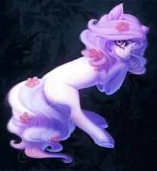 Size: 1024x1114 | Tagged: safe, artist:shenki, artist:tomness, imported from derpibooru, oc, oc only, pony, flower, flower in hair, flower in tail, frog (hoof), signature, solo, underhoof
