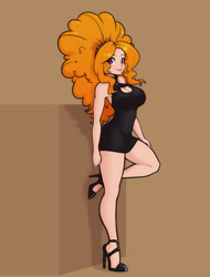Size: 1215x1600 | Tagged: safe, artist:scorpdk, imported from derpibooru, adagio dazzle, human, equestria girls, rainbow rocks, adoragio, adorasexy, against wall, backbend, big breasts, black dress, boob window, breasts, busty adagio dazzle, cleavage, clothes, curvy, cute, dress, female, gem, high heels, humanized, jewelry, large voluminous hair, legs, little black dress, looking at you, minidress, necklace, open mouth, sexy, shoes, siren gem, smiling, smiling at you, solo, stiletto heels, stupid sexy adagio dazzle, thighs, wide hips