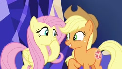 Size: 1920x1080 | Tagged: safe, imported from derpibooru, screencap, applejack, fluttershy, pony, sounds of silence
