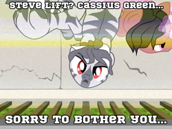 Size: 2000x1500 | Tagged: safe, artist:aaronmk, imported from derpibooru, pony, unicorn, zebra, baseball bat, boots riley, context is for the weak, fence, looking up, magic, male, sorry to bother you