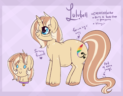 Size: 982x762 | Tagged: safe, artist:lulubell, imported from derpibooru, oc, oc only, oc:lulubell, pony, unicorn, chubby, fat, female, freckles, glasses, mare, reference sheet, solo