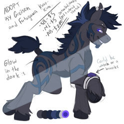 Size: 1275x1280 | Tagged: safe, artist:fkk, artist:greisen, imported from derpibooru, oc, oc only, pony, zebra, adoptable, auction, collaboration, colored sketch, male, simple background, sketch, solo, stallion, text, white background