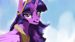Size: 1920x1080 | Tagged: safe, artist:hierozaki, imported from derpibooru, twilight sparkle, alicorn, pony, crown, female, looking at you, mare, peytral, regalia, solo, twilight sparkle (alicorn)