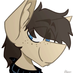 Size: 720x720 | Tagged: safe, artist:kirbirb, imported from derpibooru, oc, oc:snaggletooth, pony, animated, bust, ear fluff, freckles, portrait, simple background, solo