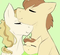 Size: 1024x948 | Tagged: safe, artist:helianas, imported from derpibooru, donut joe, sweet biscuit, oc, oc:caramel cream, pony, crack shipping, female, male, next generation, offspring, parent:donut joe, parent:sweet biscuit, parents:sweetjoe, shipping, simple background, straight, sweetjoe