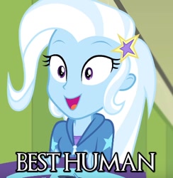 Size: 406x416 | Tagged: safe, edit, edited screencap, imported from derpibooru, screencap, trixie, equestria girls, equestria girls series, forgotten friendship, angel, beautiful, best human, canterlot high, cropped, cute, diatrixes, female, goddess, i cant believe she hasn't her own show yet, mercy, op is right, solo, text, truth