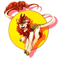Size: 1200x1200 | Tagged: safe, artist:lostdreamm, imported from derpibooru, autumn blaze, kirin, sounds of silence, awwtumn blaze, cute, female, kirinbetes, long tail, solo
