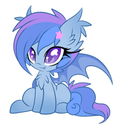 Size: 1024x1097 | Tagged: safe, artist:starlightlore, imported from derpibooru, oc, oc only, oc:astra, oc:astral flare, bat pony, pony, bat pony oc, cute, cute little fangs, fangs, female, filly, ocbetes, simple background, solo, starry eyes, transparent background, wingding eyes