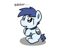 Size: 1280x1024 | Tagged: safe, artist:sugar morning, imported from derpibooru, oc, oc only, oc:beefy, dog pony, pegasus, pony, collar, cute, puppy, puppy dog eyes, simple background, solo, sweet