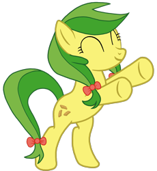 Size: 2000x2175 | Tagged: safe, artist:torvusil, deleted from derpibooru, imported from derpibooru, apple fritter, earth pony, pony, apple family member, digital art, eyes closed, female, green hair, green mane, green tail, happy, high res, mare, paint.net, simple background, smiling, solo, standing, transparent background, upsies