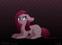 Size: 4900x3500 | Tagged: safe, artist:compassrose0425, artist:inkwellartz, imported from derpibooru, pinkie pie, earth pony, pony, abstract background, big ears, blushing, crying, cute, cuteamena, cutie mark, female, floppy ears, frown, mare, pinkamena diane pie, prone, solo