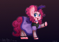 Size: 4900x3500 | Tagged: safe, artist:compassrose0425, artist:inkwellartz, imported from derpibooru, pinkie pie, earth pony, pony, over a barrel, big ears, blushing, clothes, dress, female, fishnets, looking at you, mare, open mouth, raised hoof, saloon dress, saloon pinkie, solo