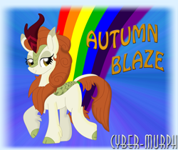 Size: 3608x3024 | Tagged: safe, artist:cyber-murph, imported from derpibooru, autumn blaze, kirin, season 8, sounds of silence, awwtumn blaze, cute, kirinbetes, rainbow, signature