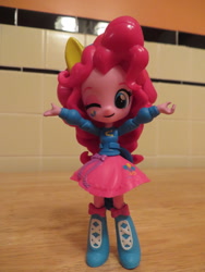 Size: 1024x1365 | Tagged: safe, artist:panhead537, imported from derpibooru, pinkie pie, equestria girls, doll, equestria girls minis, irl, photo, solo, toy, wondercolts uniform