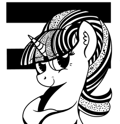 Size: 2903x3000 | Tagged: safe, artist:rainbowtashie, imported from derpibooru, starlight glimmer, pony, black and white, female, grayscale, modern art, monochrome, pop art, solo