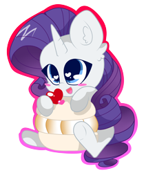 Size: 2944x3472 | Tagged: safe, artist:kittyrosie, imported from derpibooru, part of a set, rarity, pony, unicorn, chibi, cute, female, food, heart eyes, macaron, mare, part of a series, raribetes, simple background, solo, transparent background, wingding eyes