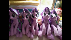 Size: 1250x703 | Tagged: safe, artist:nekokevin, imported from derpibooru, starlight glimmer, pony, unicorn, series:nekokevin's glimmy, cute, female, glimmerbetes, irl, looking at you, mare, multeity, photo, plushie, quintet, smiling, starlight cluster, underhoof