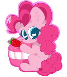 Size: 3207x3711 | Tagged: safe, artist:kittyrosie, imported from derpibooru, part of a set, pinkie pie, earth pony, pony, chibi, cute, diapinkes, female, food, heart eyes, macaron, mare, part of a series, simple background, solo, transparent background, wingding eyes