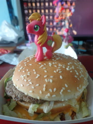 Size: 4608x3456 | Tagged: safe, imported from derpibooru, big macintosh, big mac (burger), blind bag, burger, food, hamburger, irl, mcdonald's, mcdonald's happy meal toys, namesake, photo, toy