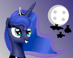 Size: 512x409 | Tagged: safe, artist:platinumdrop, imported from derpibooru, princess luna, alicorn, pony, bats!, female, moon, solo