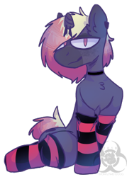 Size: 280x390 | Tagged: safe, imported from derpibooru, oc, oc only, oc:meatbeat mania, choker, clothes, digital art, ear piercing, earring, jewelry, male, piercing, simple background, socks, striped socks, transparent background