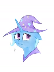 Size: 1600x2144 | Tagged: safe, artist:groomlake, imported from derpibooru, trixie, pony, unicorn, colored, hat, simple background, white background