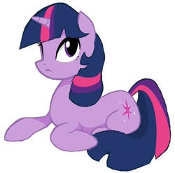 Size: 692x685 | Tagged: safe, artist:boggle, artist:dragonlor01, imported from derpibooru, twilight sparkle, pony, unicorn, female, mare, prone, simple background, solo, unicorn twilight, white background