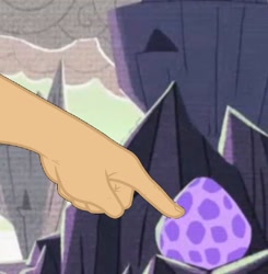 Size: 917x934 | Tagged: safe, edit, edited screencap, imported from derpibooru, screencap, father knows beast, boop, boop edit, egg, finger, hand, land of the scale collectors, spike's egg