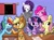 Size: 2250x1650 | Tagged: safe, artist:tjpones, imported from derpibooru, applejack, fluttershy, pinkie pie, rainbow dash, rarity, twilight sparkle, alicorn, earth pony, pegasus, pony, unicorn, 2019, applejack's hat, arm wrestling, bondage, chips, cowboy hat, cup, curtains, drink, duct tape, ear fluff, eyes closed, female, fireworks, food, happy new year, happy new year 2019, hat, holiday, hoofwrestle, looking at each other, mane six, mare, new year, open mouth, prank, soda, table, tape, twilight sparkle (alicorn)