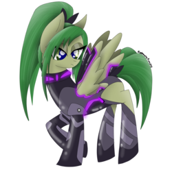 Size: 2146x2129 | Tagged: safe, artist:nightmarerara, imported from derpibooru, pegasus, pony, anime, armor, eyeshadow, female, hundred (anime), liddy steinberg, makeup, mare, ponified, ponytail, raised hoof, simple background, solo, transparent background