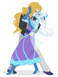 Size: 1827x2415 | Tagged: safe, artist:verumteednp, deleted from derpibooru, imported from derpibooru, prince blueblood, trixie, equestria girls, bare shoulders, bluetrix, clothes, dress, equestria girls-ified, eyes closed, female, kissing, male, shipping, simple background, smiling, straight, transparent background