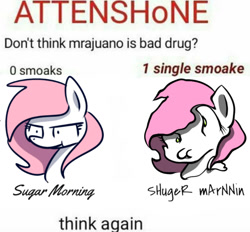 Size: 863x802 | Tagged: safe, artist:sugar morning, editor:twitchyylive, imported from derpibooru, oc, oc only, oc:sugar morning, pegasus, pony, content-aware scale, drugs, female, marijuana, meme